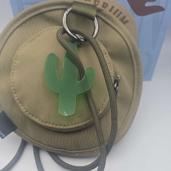 Fall In Wild Labubu Cactus Embroidered Olive Green Hat Crossbody (NIB)✨️ - Picture 5 of 10